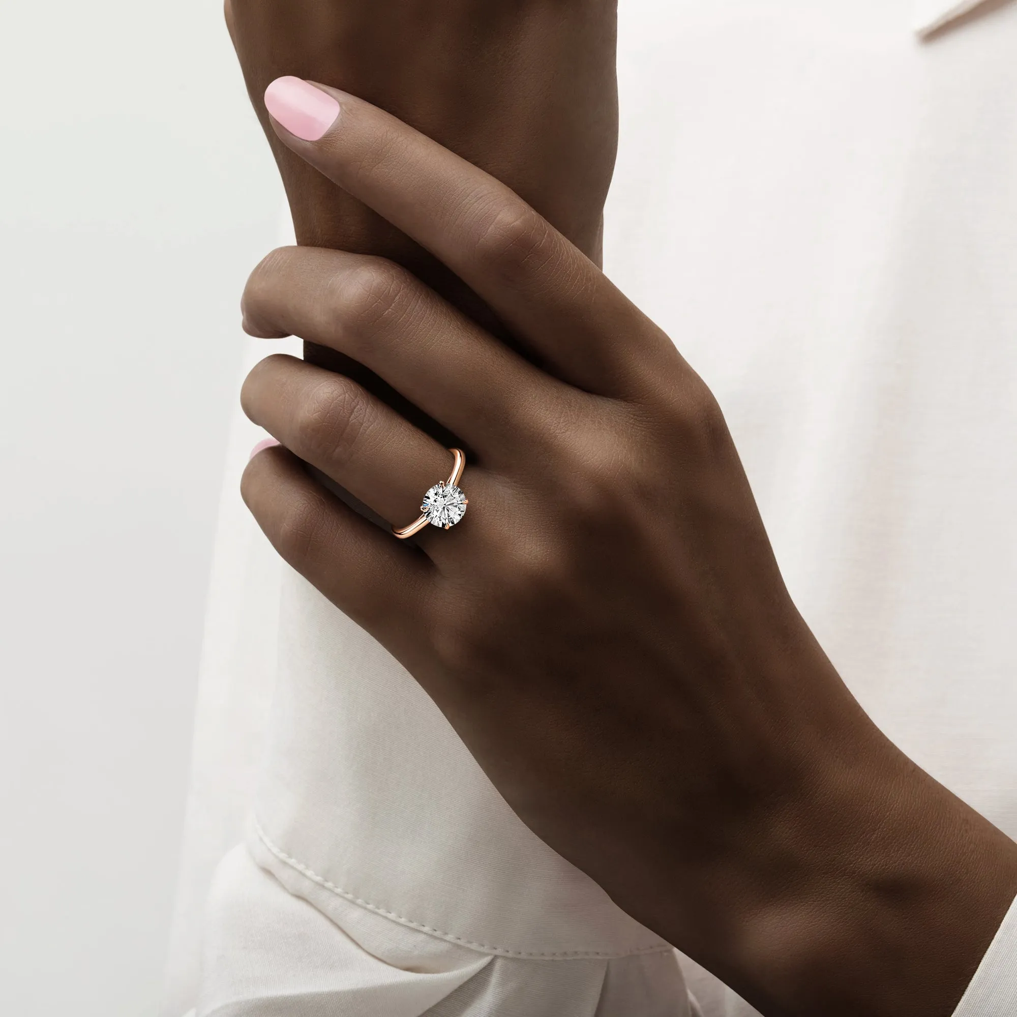 JULLIET ROUND CUT CATHEDRAL SOLITAIRE RING
