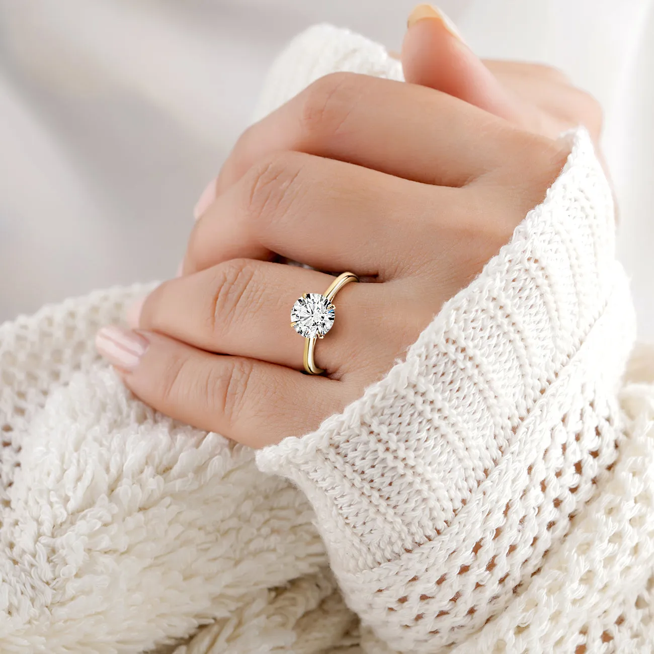 JULLIET ROUND CUT CATHEDRAL SOLITAIRE RING