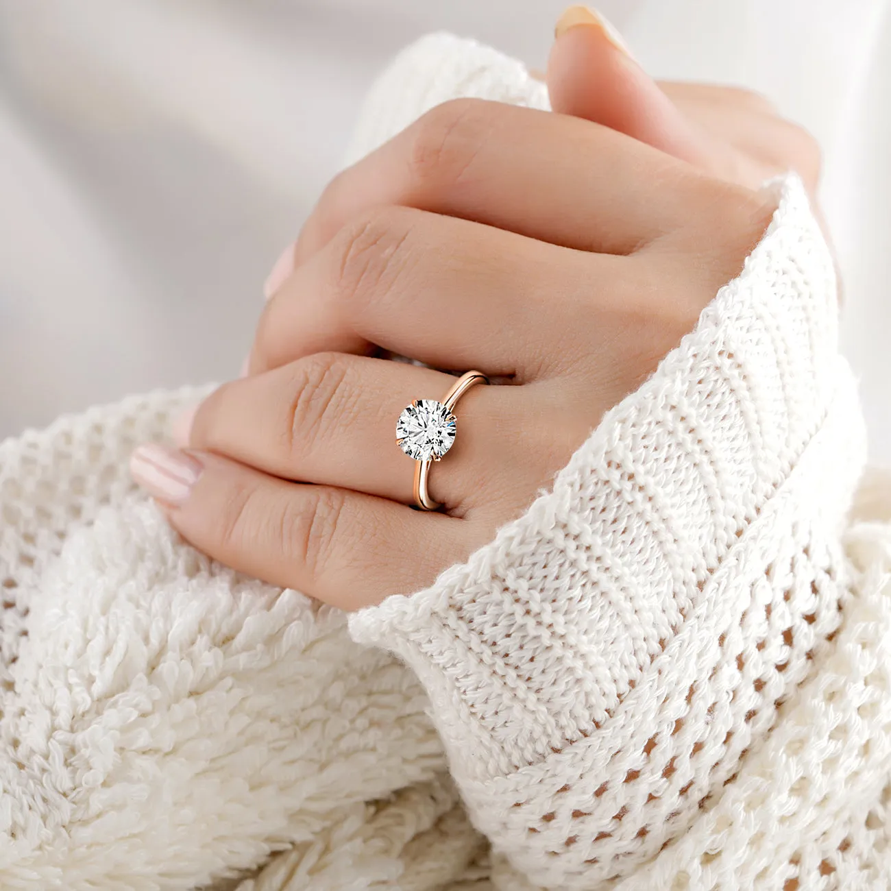 JULLIET ROUND CUT CATHEDRAL SOLITAIRE RING