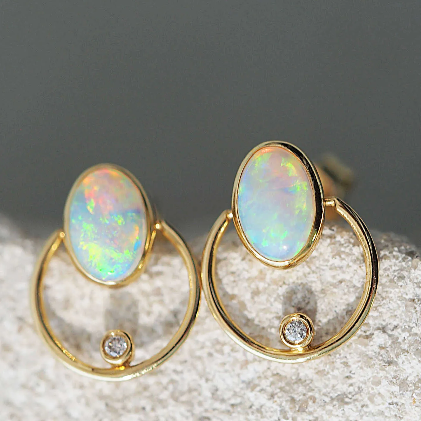 'Kaiya’ Crystal Opal Earrings 18ct Gold