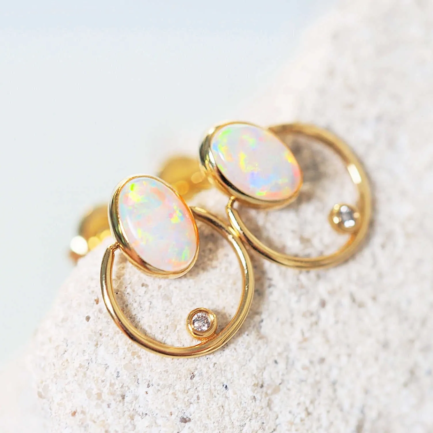 'Kaiya’ Crystal Opal Earrings 18ct Gold