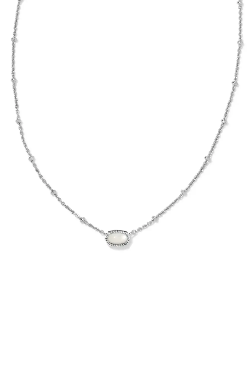 Kendra Scott Mini Elisa Silver Satellite Short Pendant Necklace in Ivory Mother-of-Pearl | 9608865447