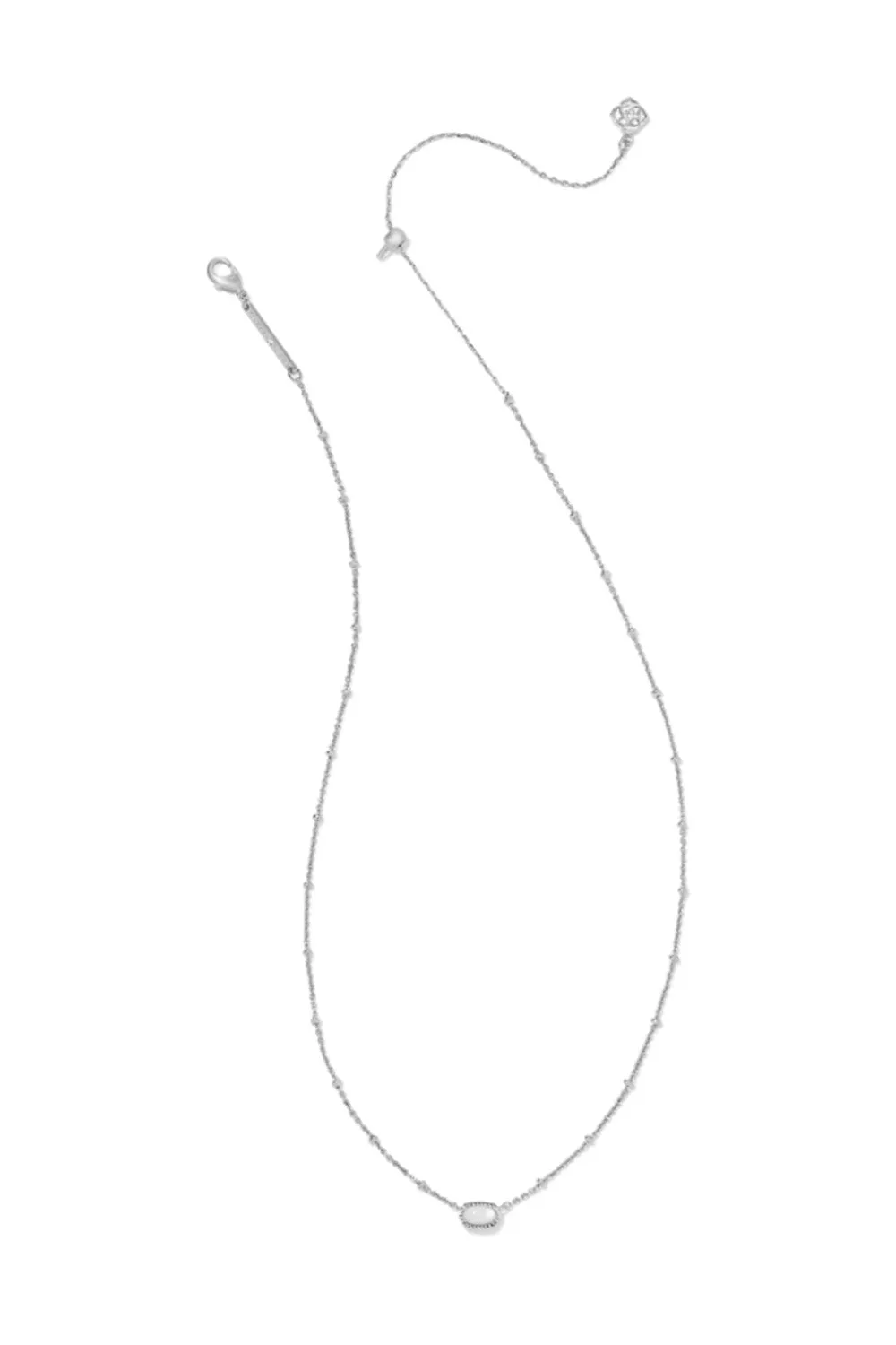 Kendra Scott Mini Elisa Silver Satellite Short Pendant Necklace in Ivory Mother-of-Pearl | 9608865447