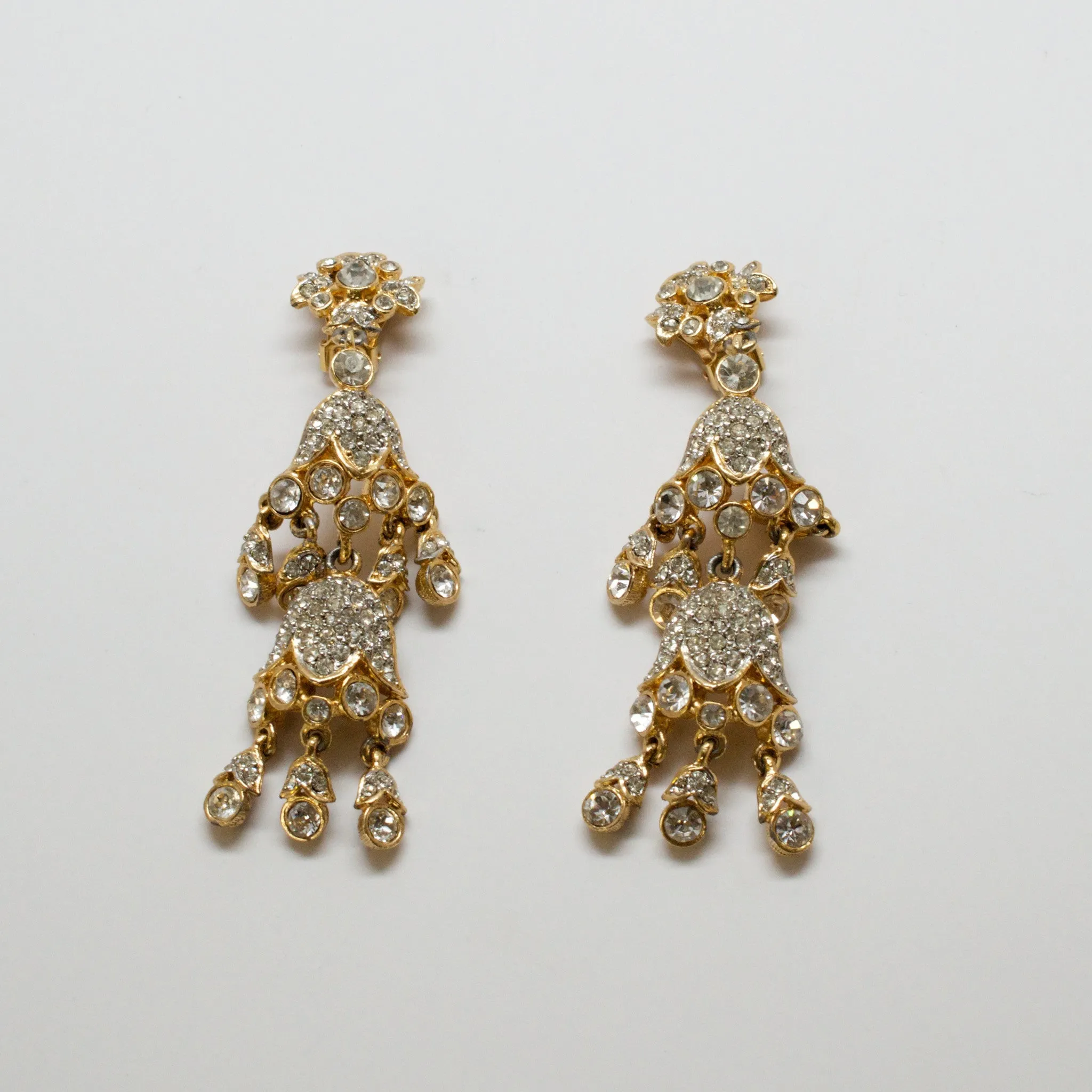 Kenneth Jay Lane 1960's Crystal Tiered Earrings