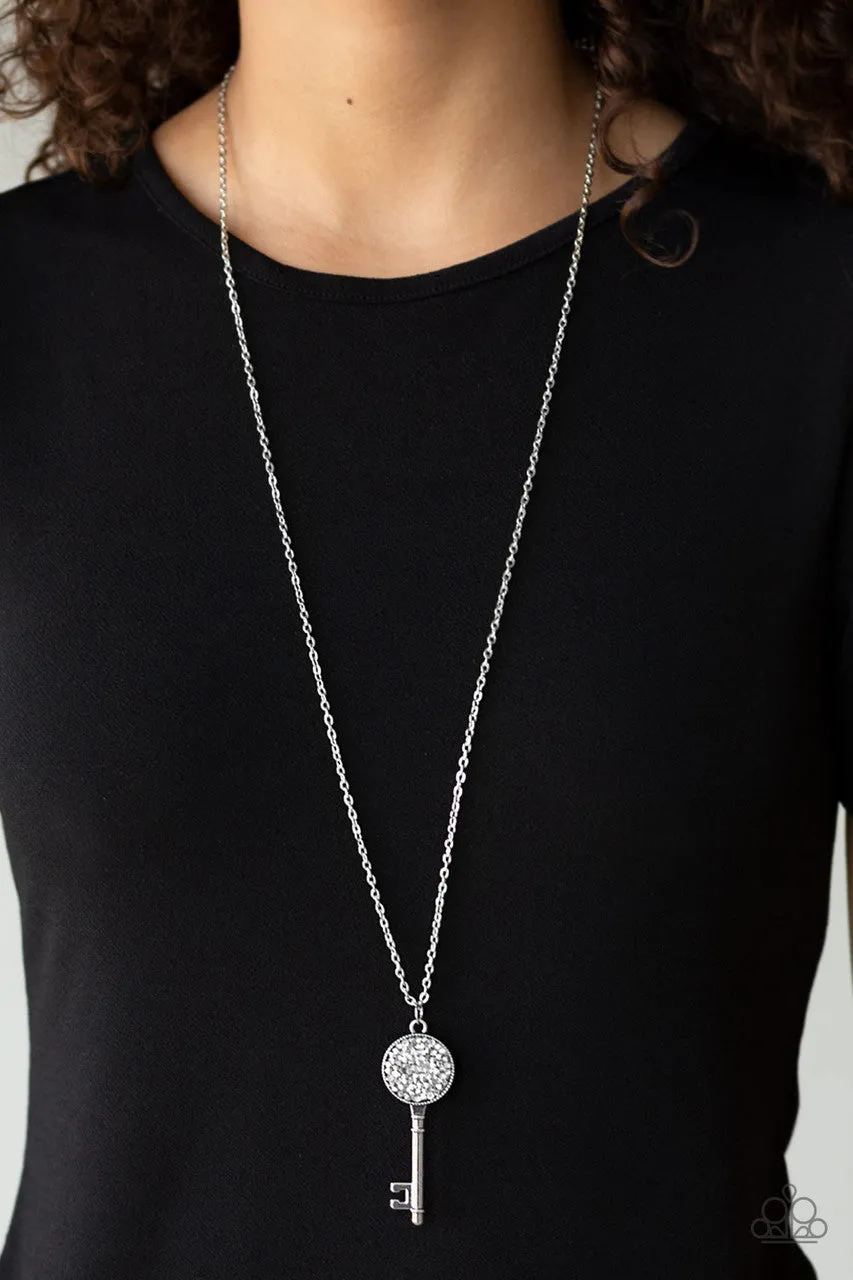Key Keepsake White Paparazzi Necklace