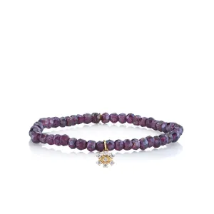 Kids Collection Gold & Diamond Flower on Rhodolite Garnet