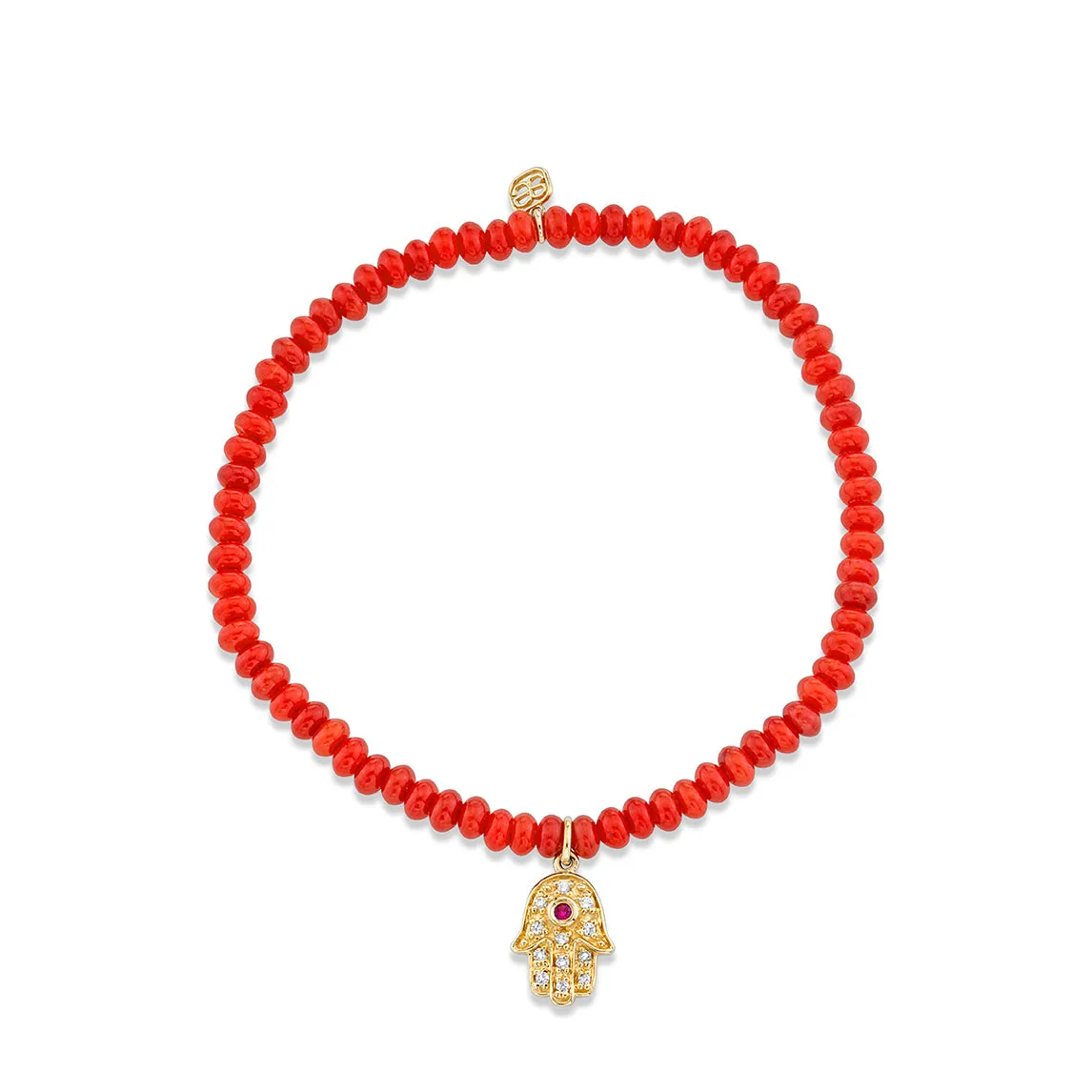 Kids Collection Gold & Diamond Hamsa on Red Sea Bamboo