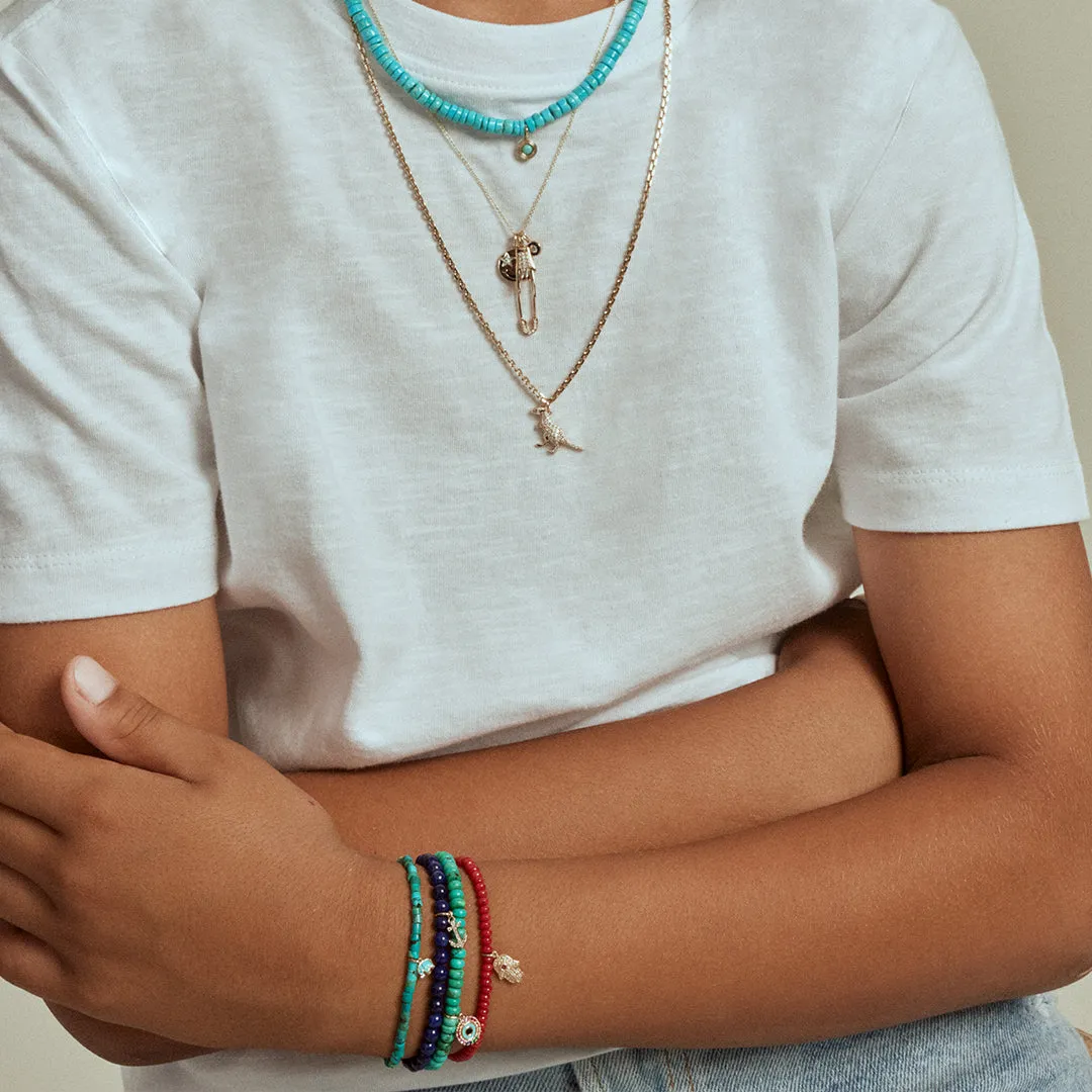 Kids Collection Gold & Diamond Hamsa on Red Sea Bamboo