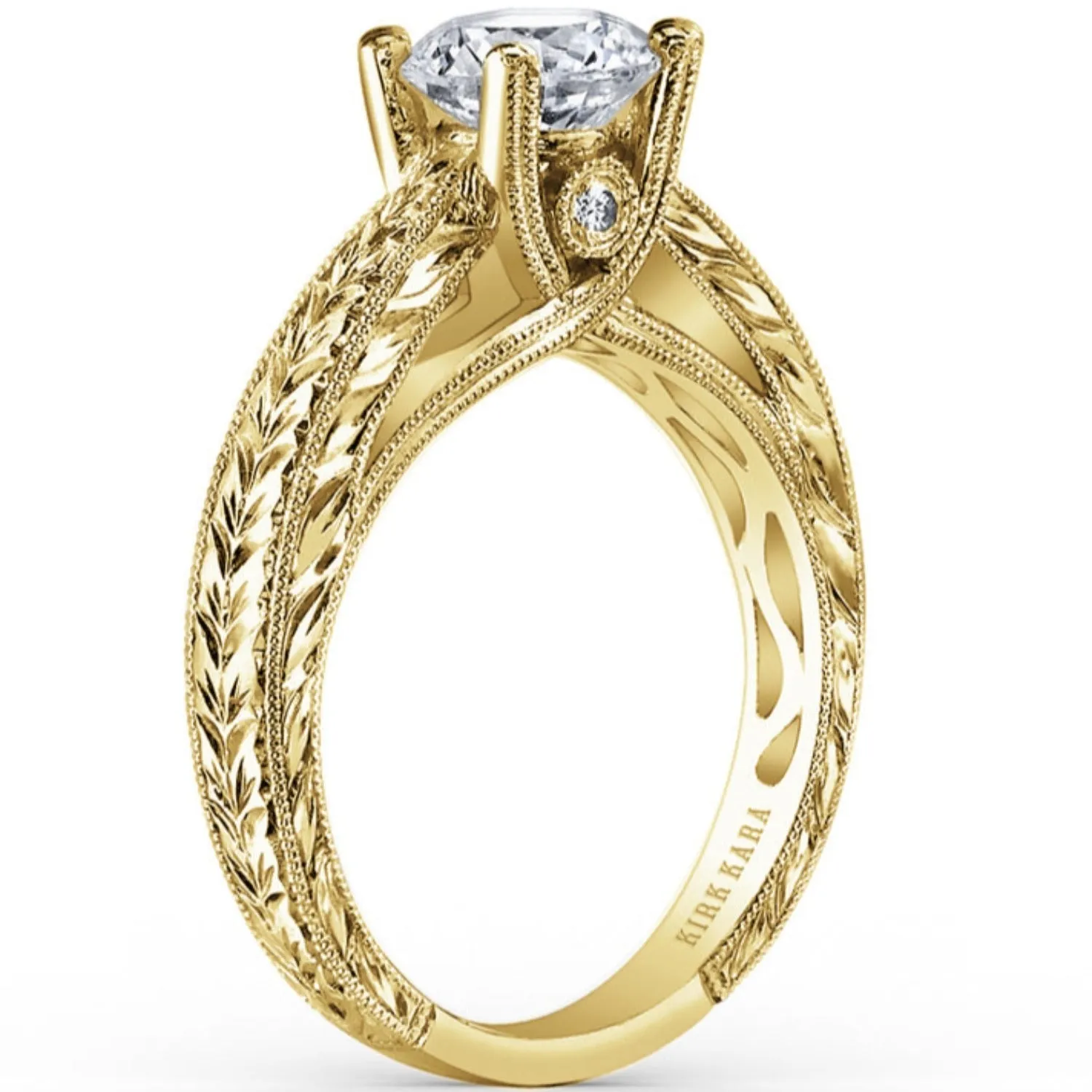 Kirk Kara "Stella" Diamond Hand Engraved Engagement Ring
