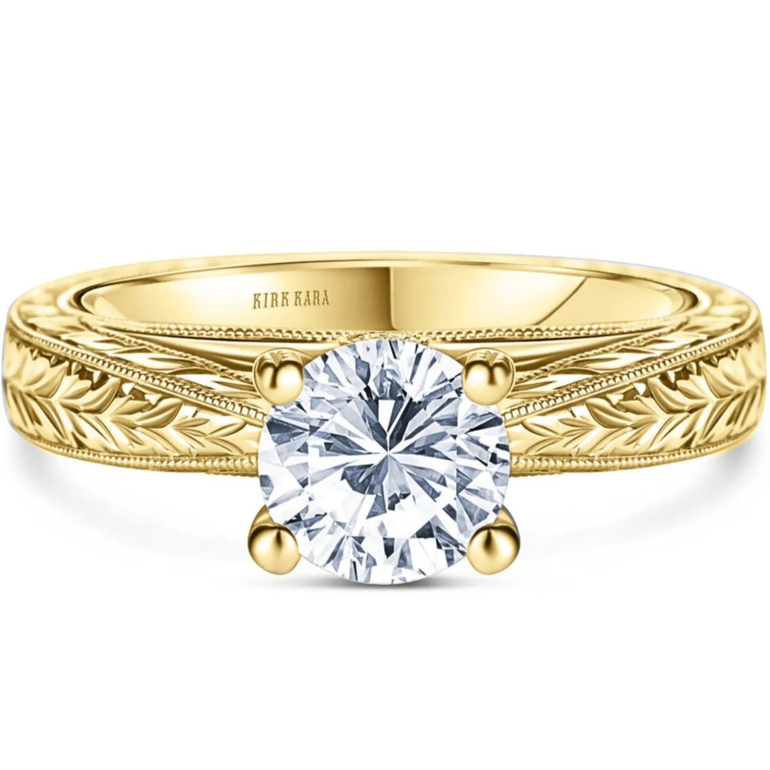 Kirk Kara "Stella" Diamond Hand Engraved Engagement Ring