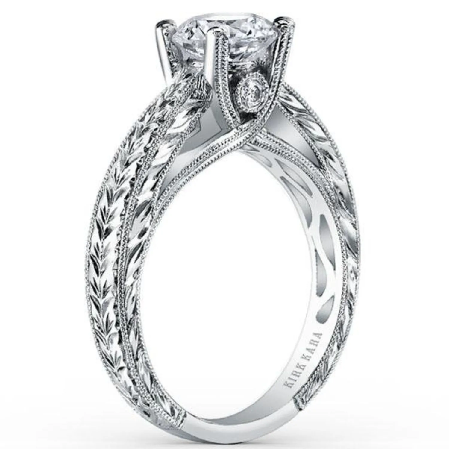 Kirk Kara "Stella" Diamond Hand Engraved Engagement Ring