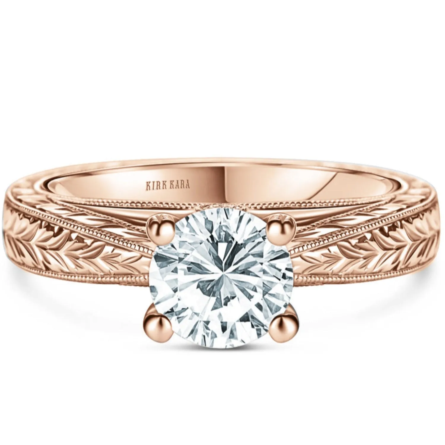Kirk Kara "Stella" Diamond Hand Engraved Engagement Ring