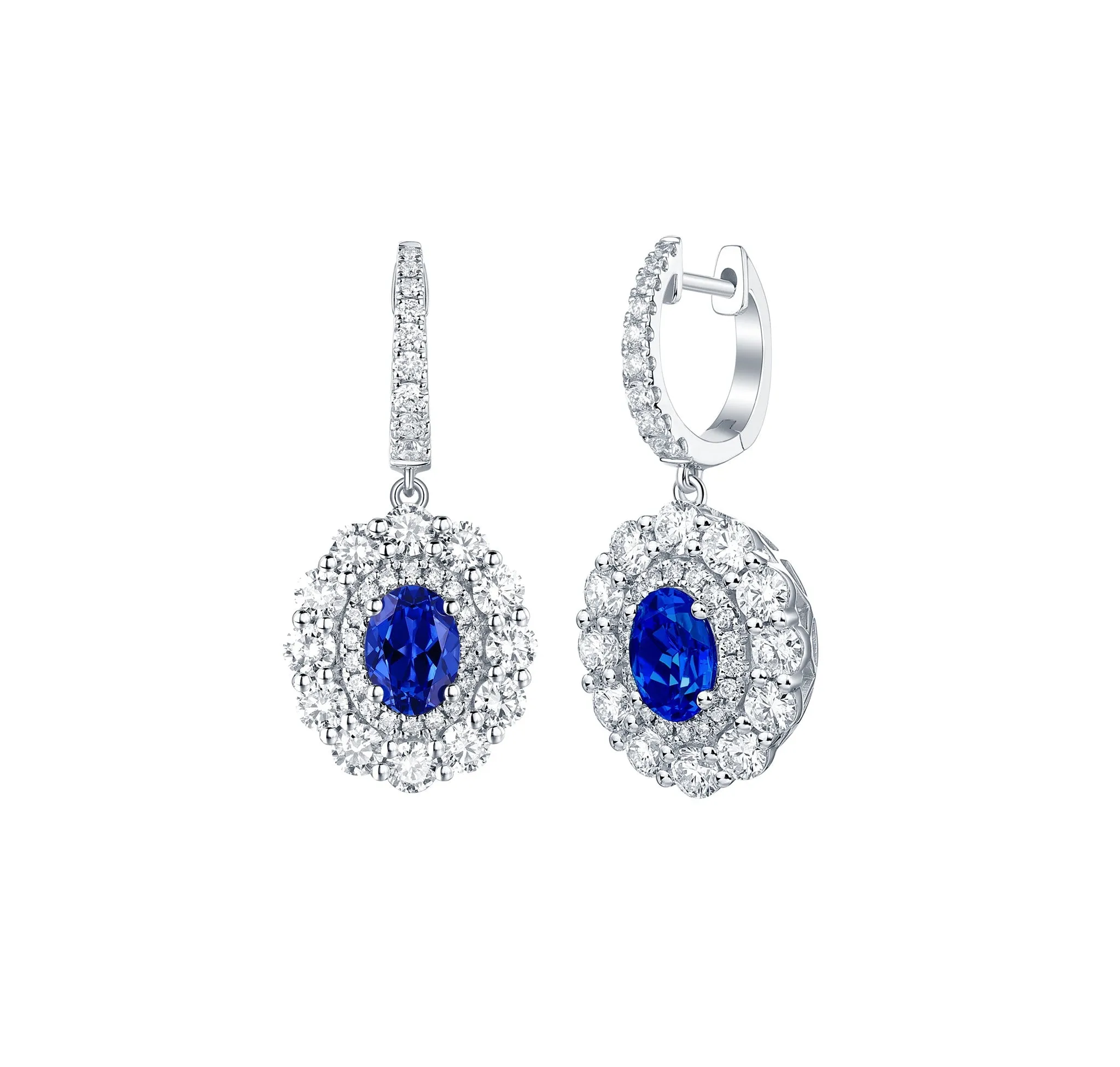 Lab Grown Diamond 4.65ctw Halo Drop Dangle Earrings <br> E-01910BSA
