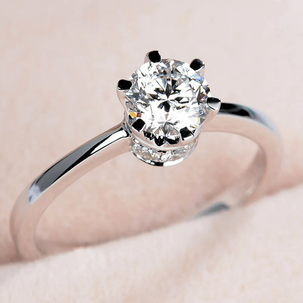 Lab-Grown Diamond Solitaire Engagement Ring with Pave Gallery
