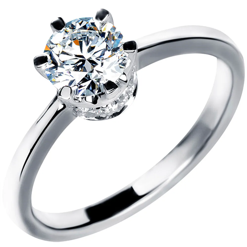 Lab-Grown Diamond Solitaire Engagement Ring with Pave Gallery