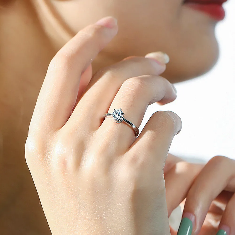 Lab-Grown Diamond Solitaire Engagement Ring with Pave Gallery