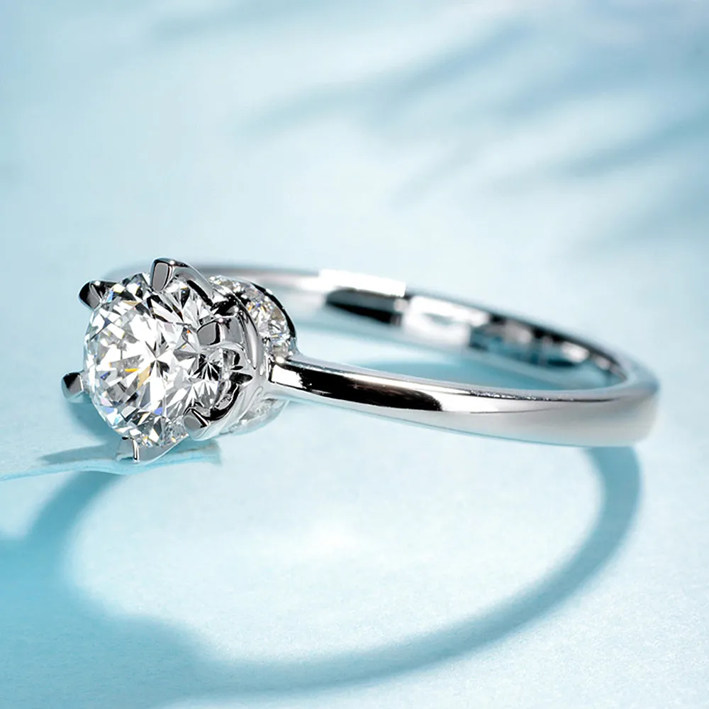Lab-Grown Diamond Solitaire Engagement Ring with Pave Gallery