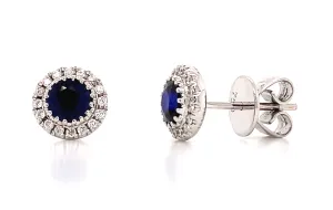 Ladies Blue Sapphire Diamond Earrings