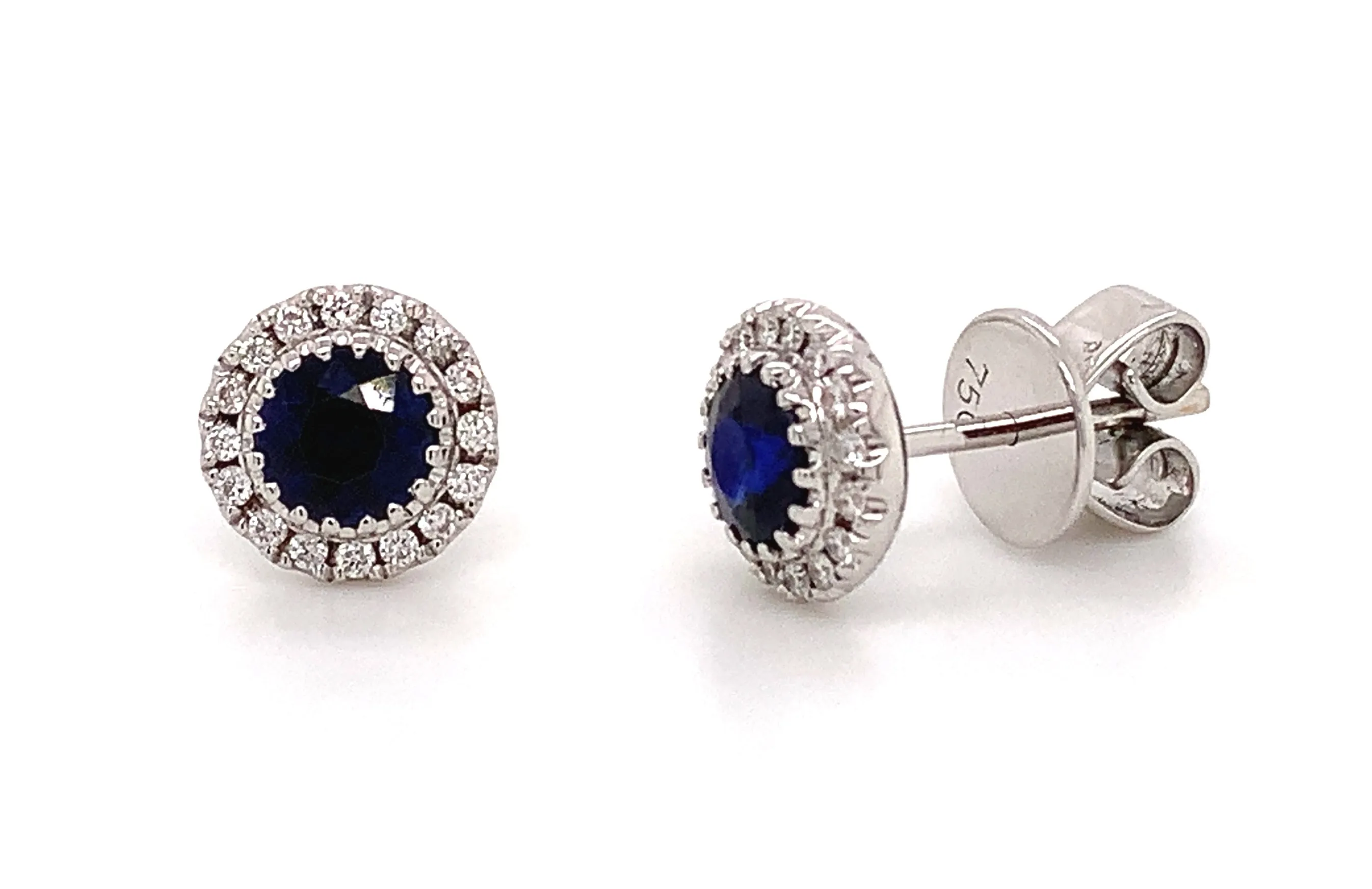 Ladies Blue Sapphire Diamond Earrings