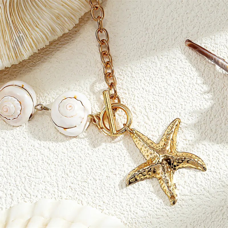 Ladies Conch OT Buckle Starfish Imitation Pearl Necklaces