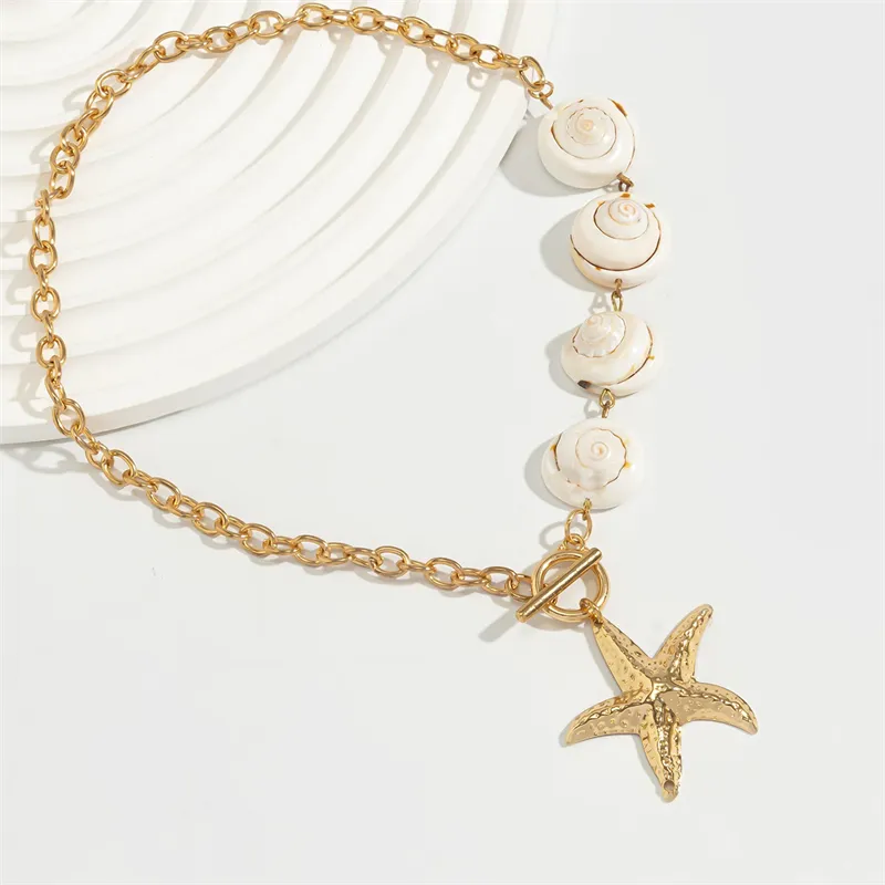 Ladies Conch OT Buckle Starfish Imitation Pearl Necklaces