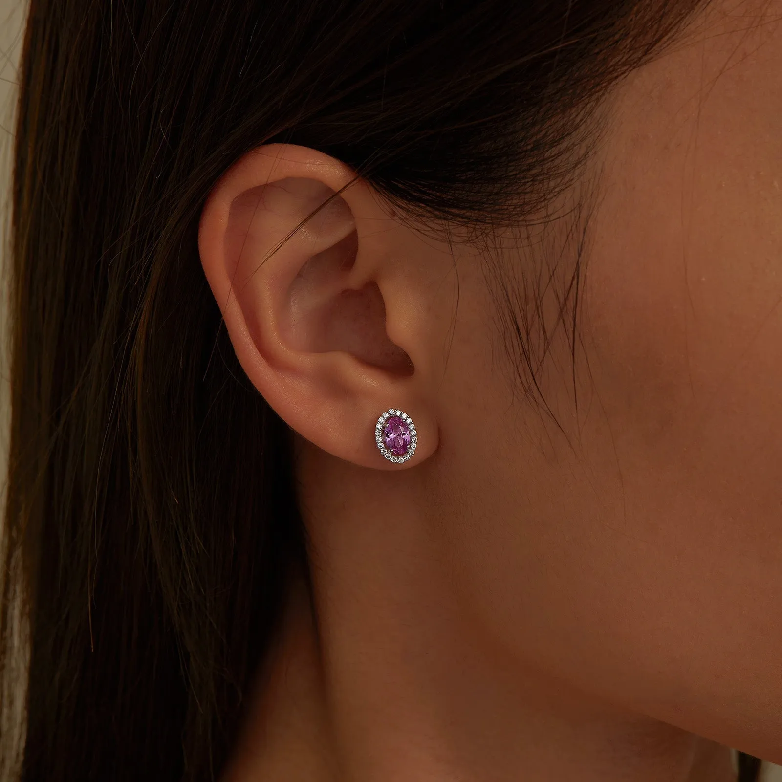 Lafonn Lab-Grown Pink Sapphire & Simulated Diamond Halo Stud Earrings