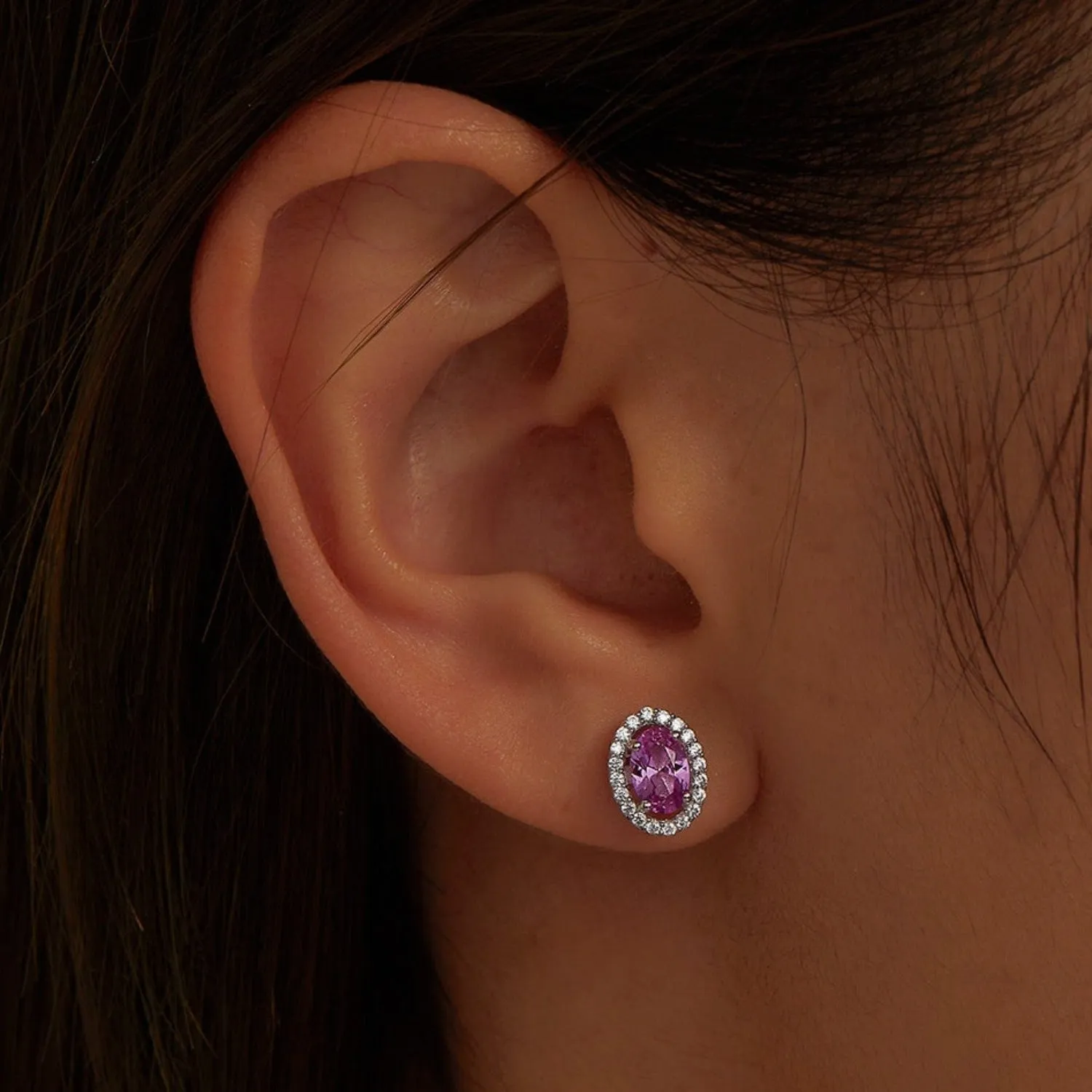 Lafonn Lab-Grown Pink Sapphire & Simulated Diamond Halo Stud Earrings