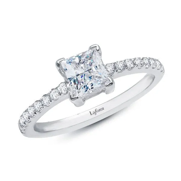 Lafonn Sterling Silver Platinum Plated Simulated Diamonds Princess Cut Engagement Ring