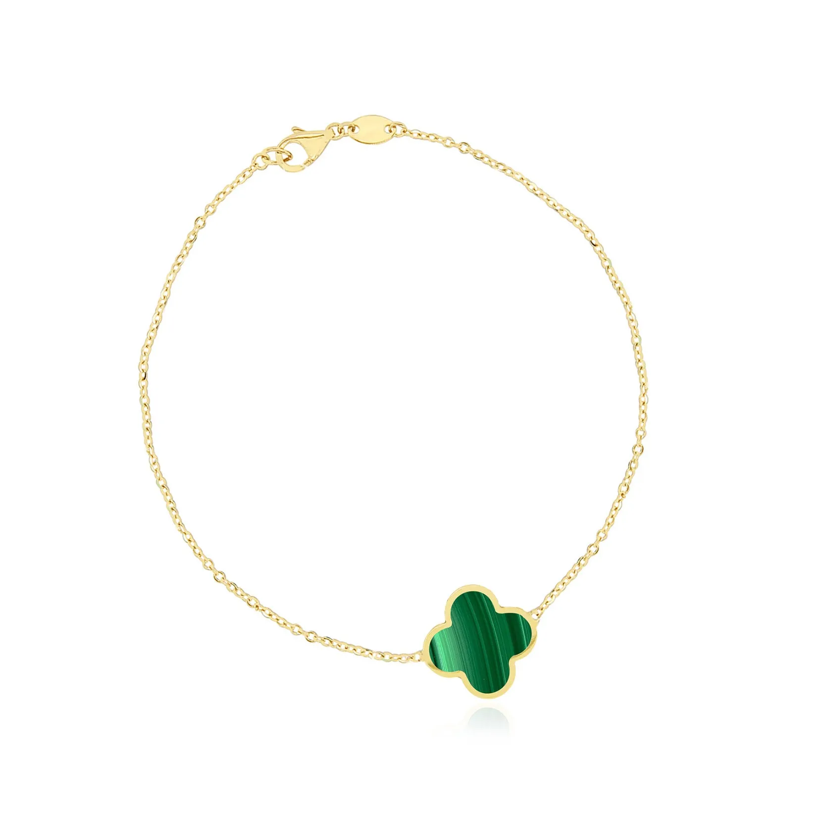 Large Malachite Single Clover Bracelet