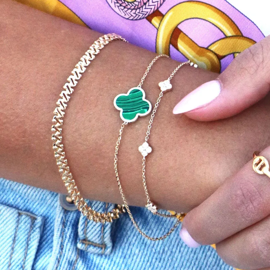 Large Malachite Single Clover Bracelet