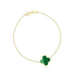 Large Malachite Single Clover Bracelet