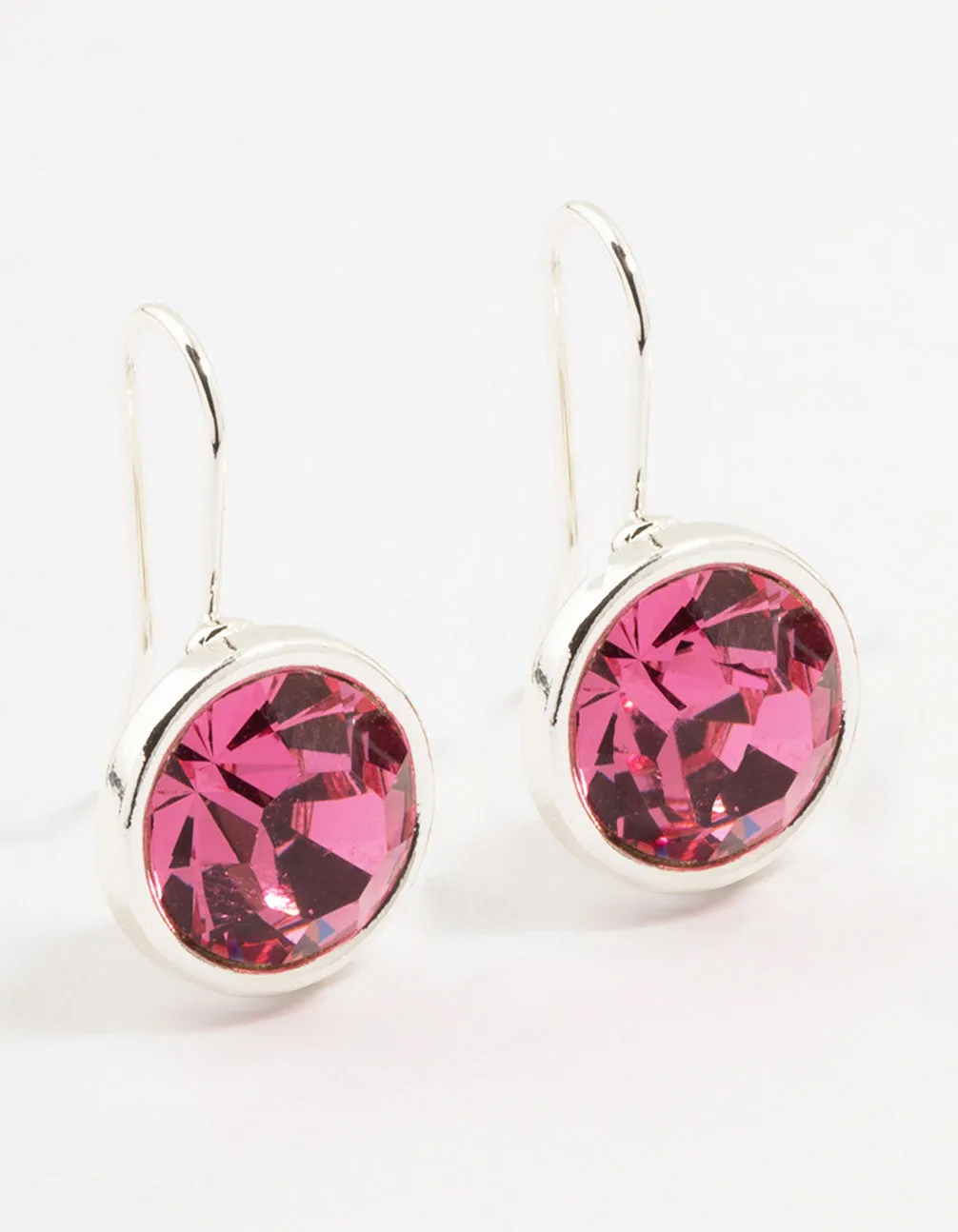 Large Pink Encased Bohemia Czech Crystal Silver Drop Earrings