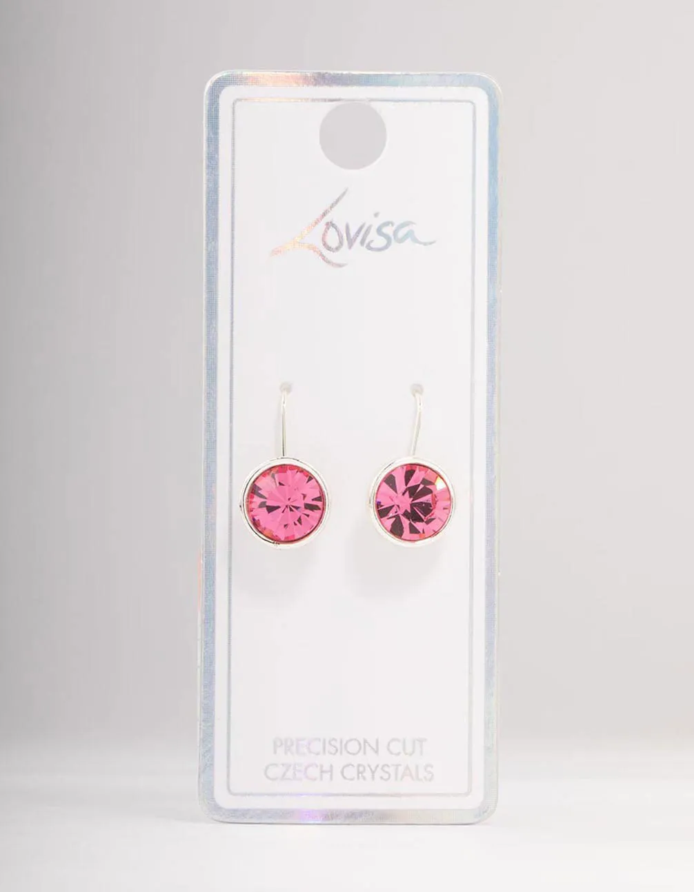 Large Pink Encased Bohemia Czech Crystal Silver Drop Earrings