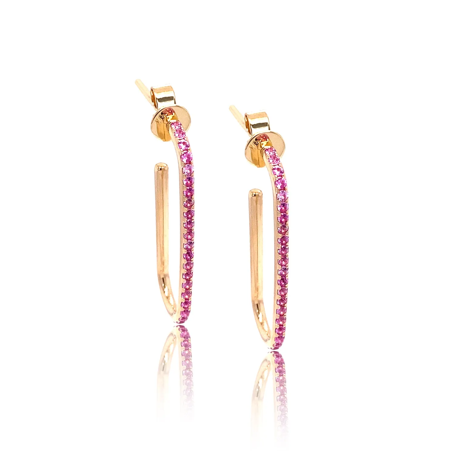 Large Pink Sapphire U Hoops