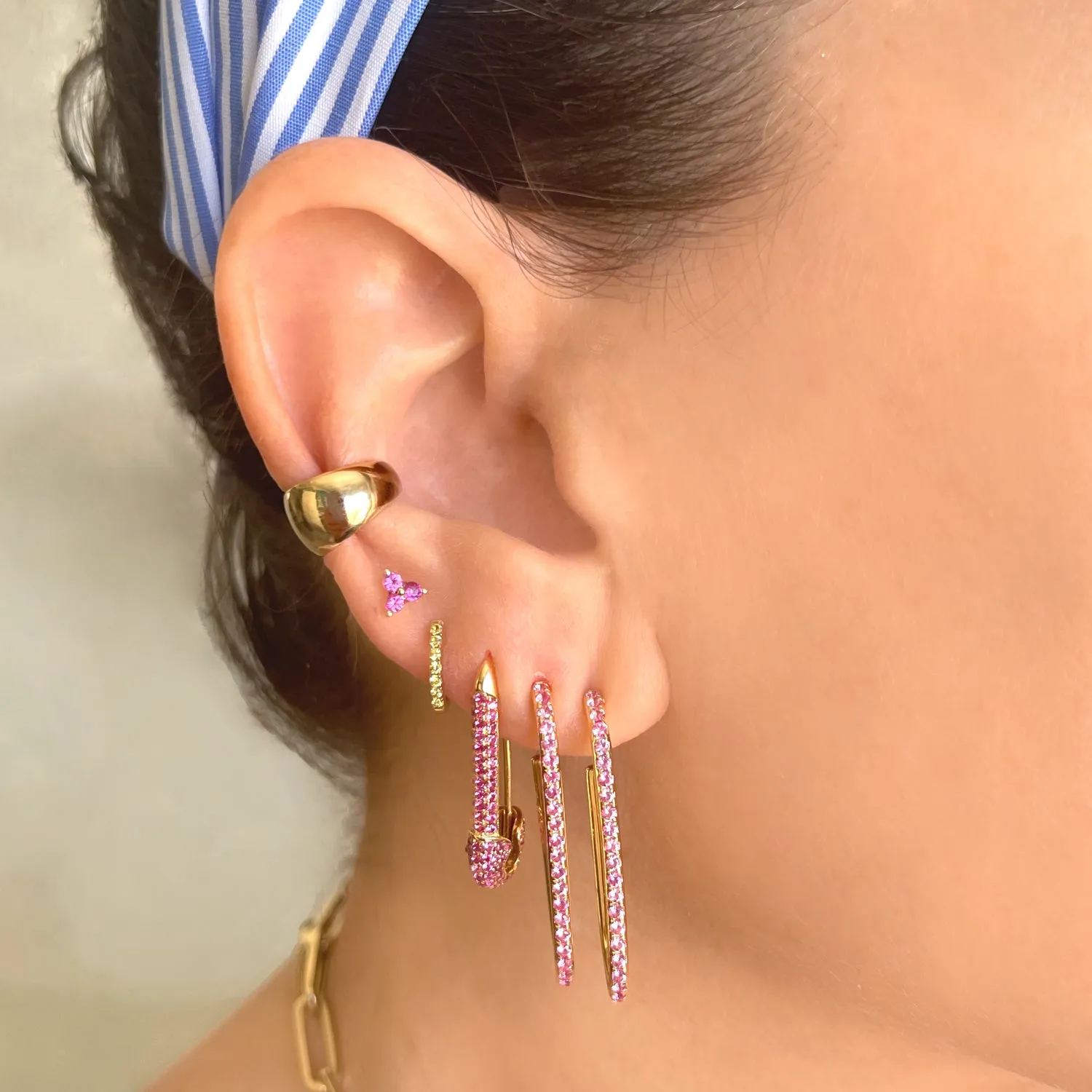 Large Pink Sapphire U Hoops