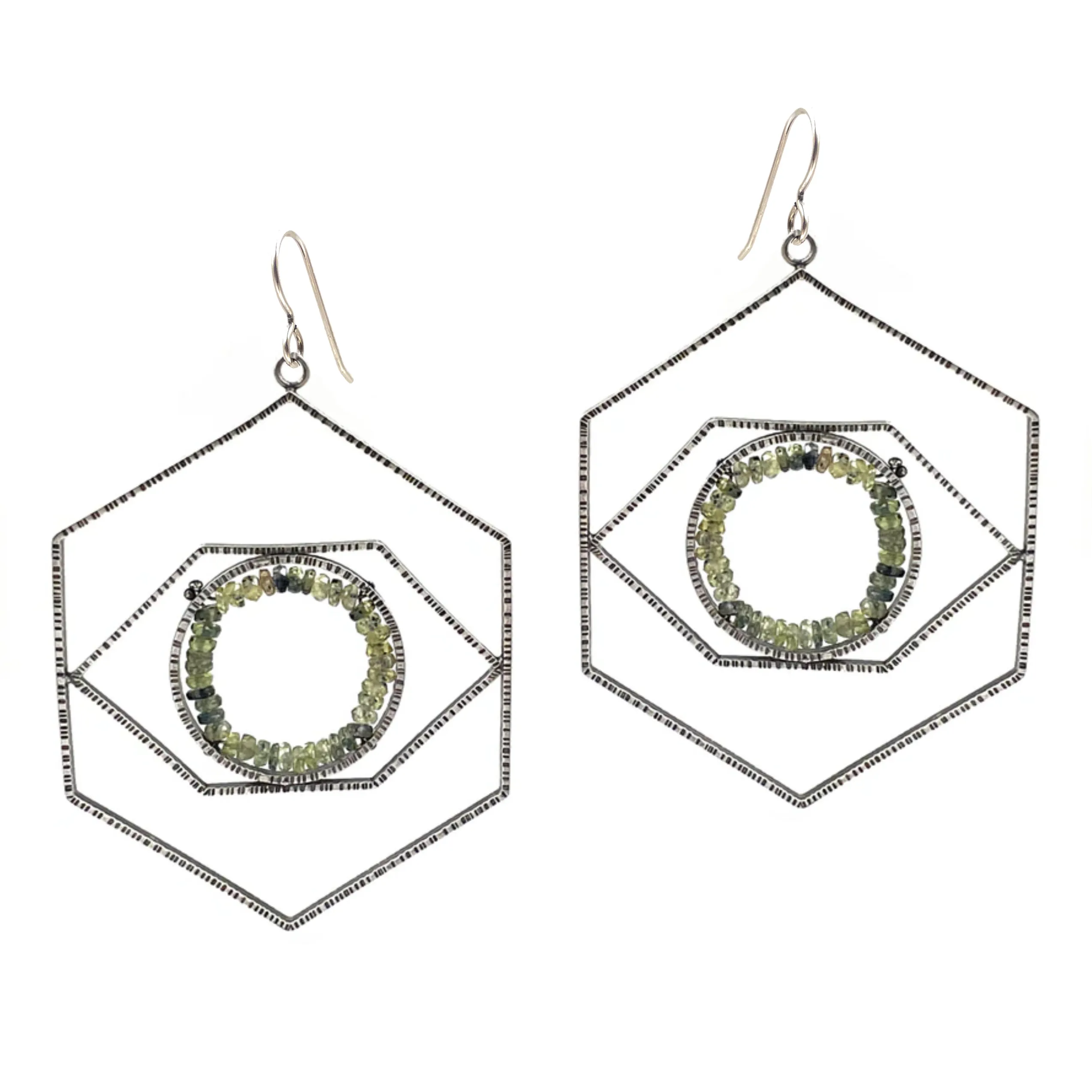 Large Sapphire Eye Geode Earrings