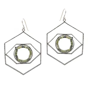 Large Sapphire Eye Geode Earrings