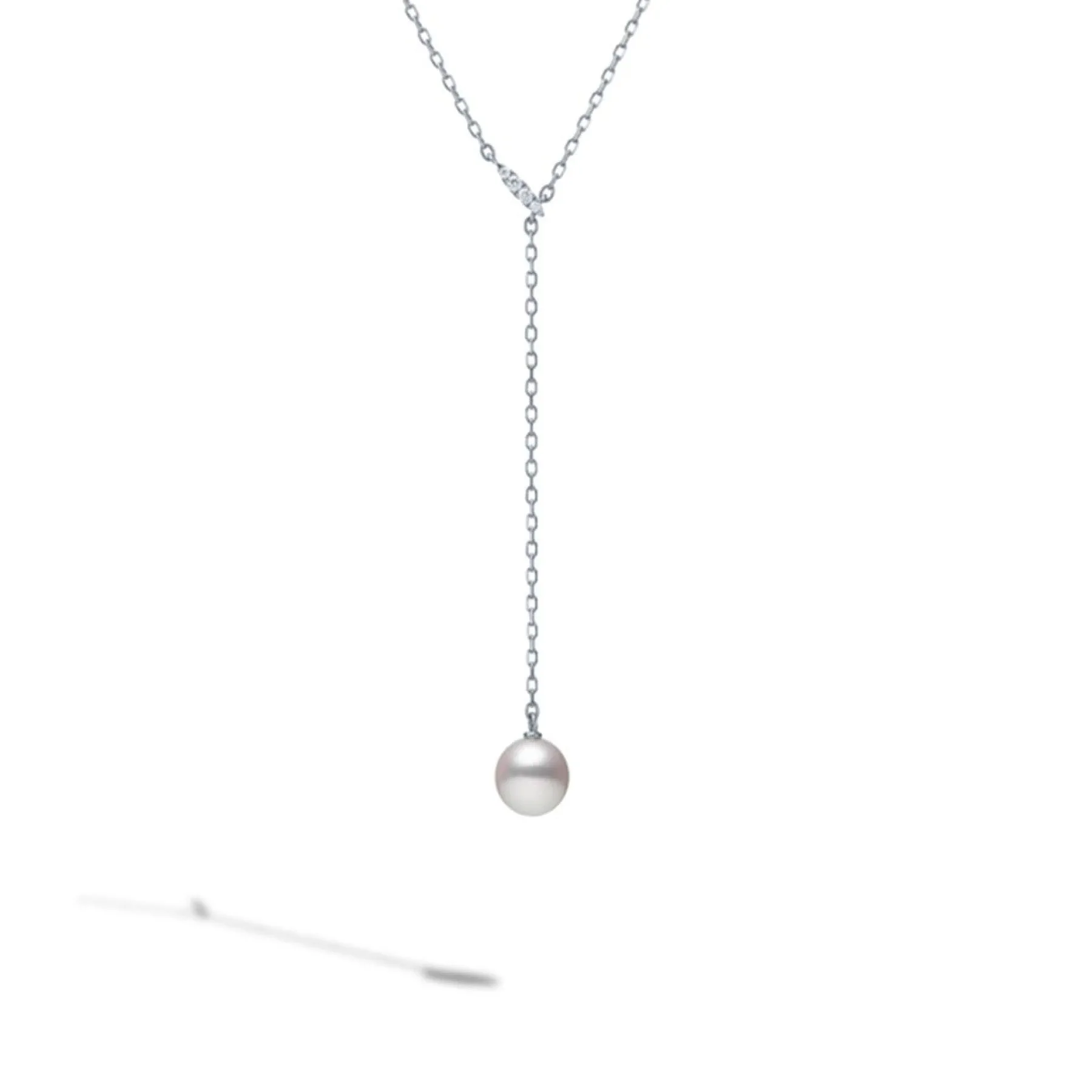 Lariat Necklace with Pearl & Diamonds