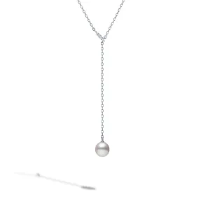 Lariat Necklace with Pearl & Diamonds