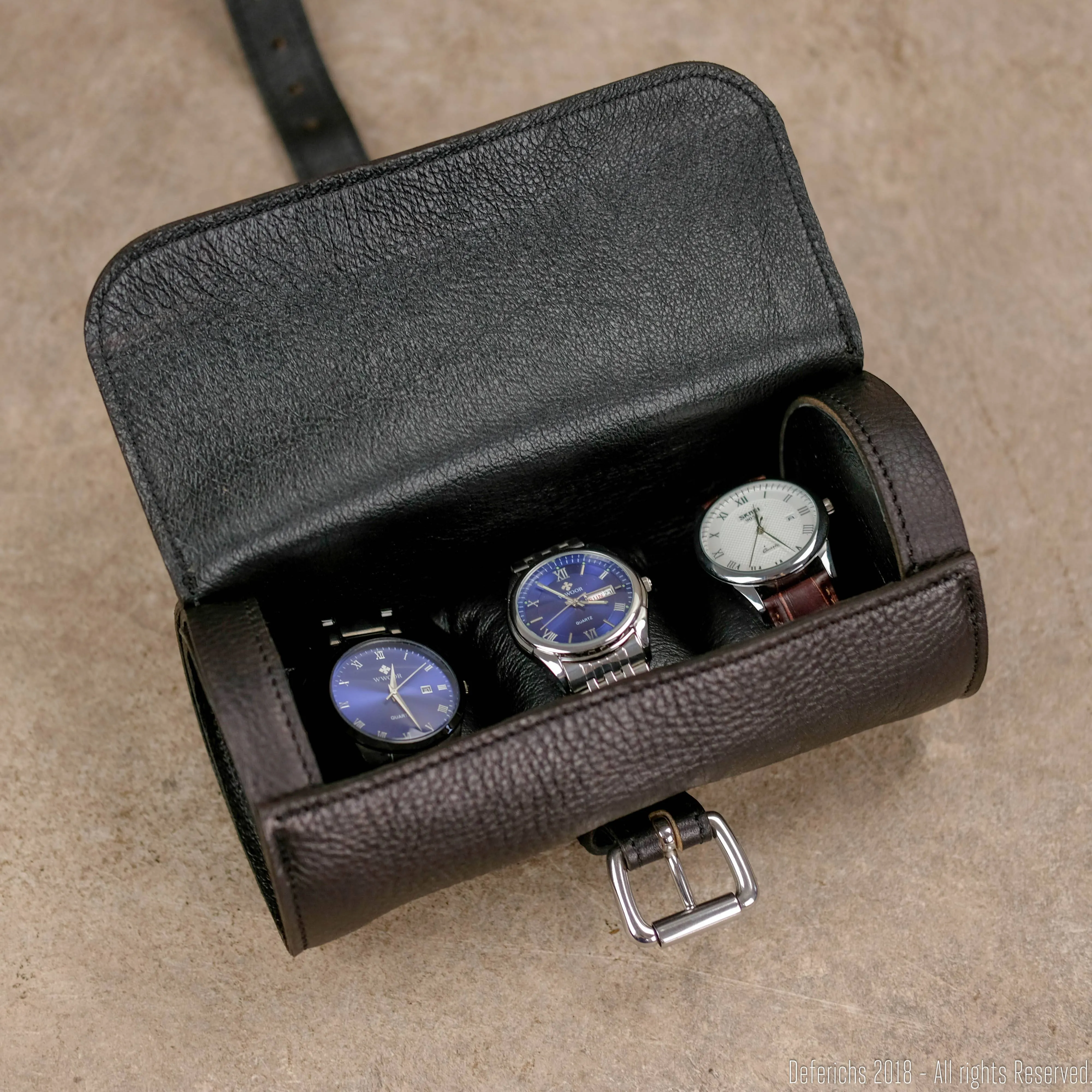 Leather Watch Case Roll for Travel.
