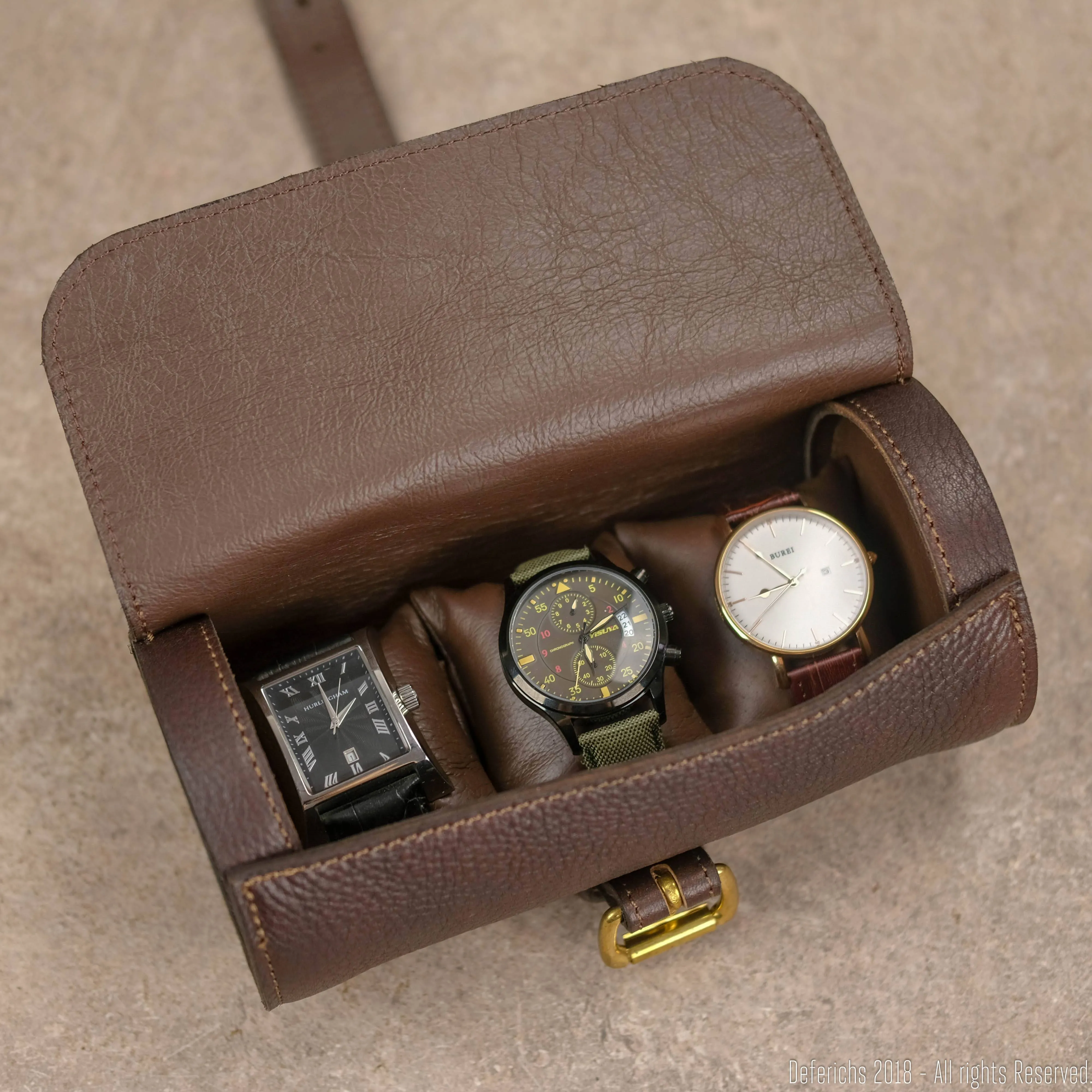 Leather Watch Case Roll for Travel.