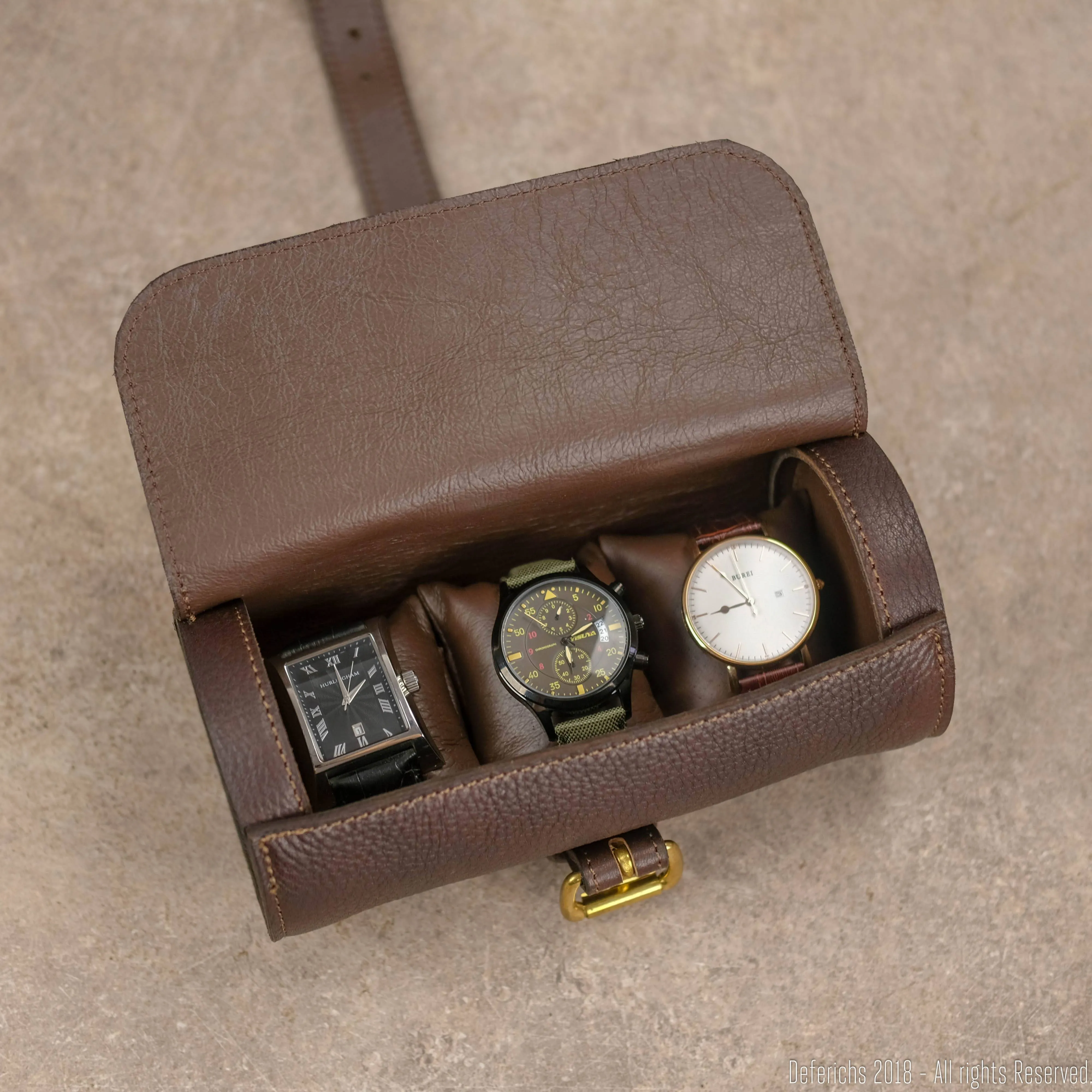 Leather Watch Case Roll for Travel.