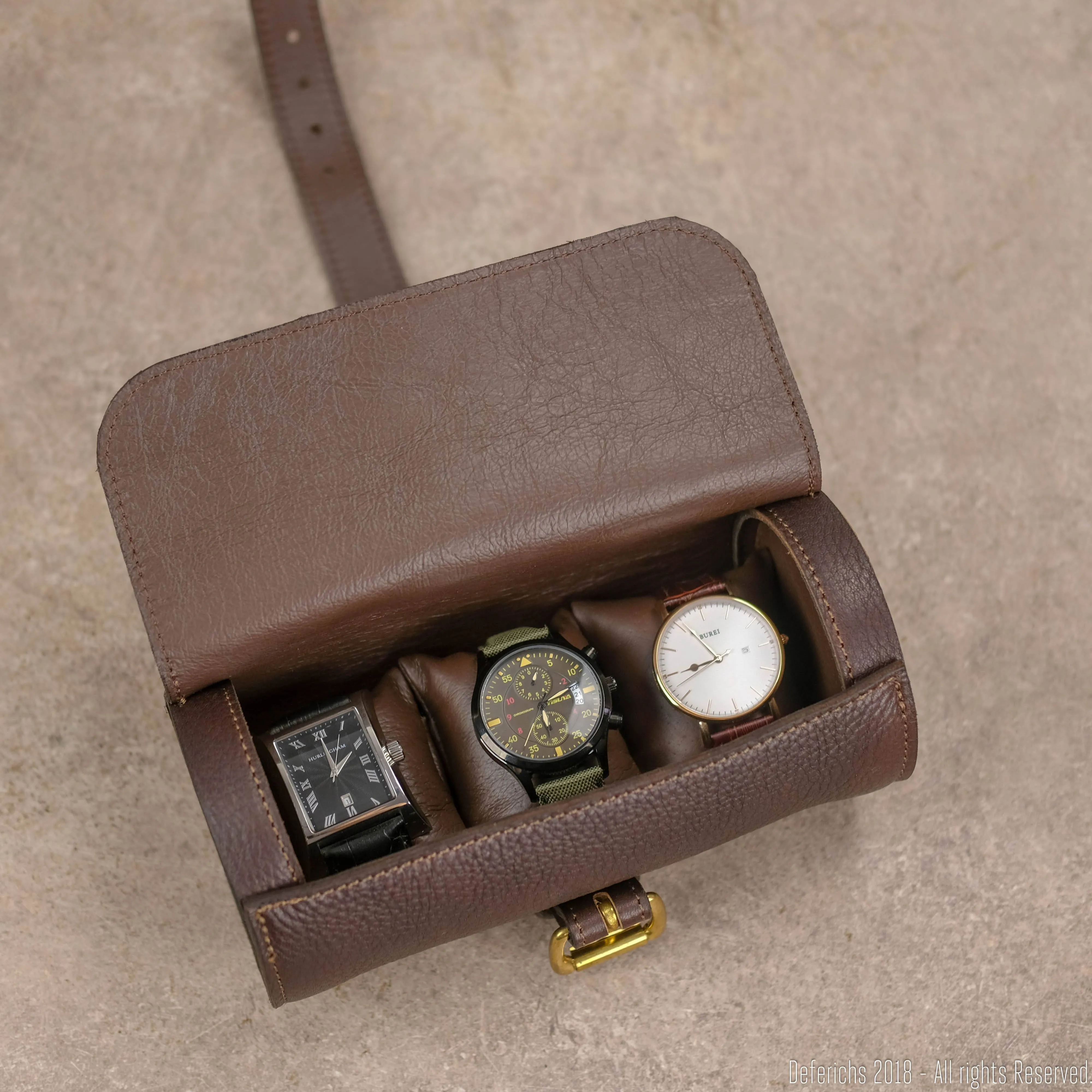 Leather Watch Case Roll for Travel.