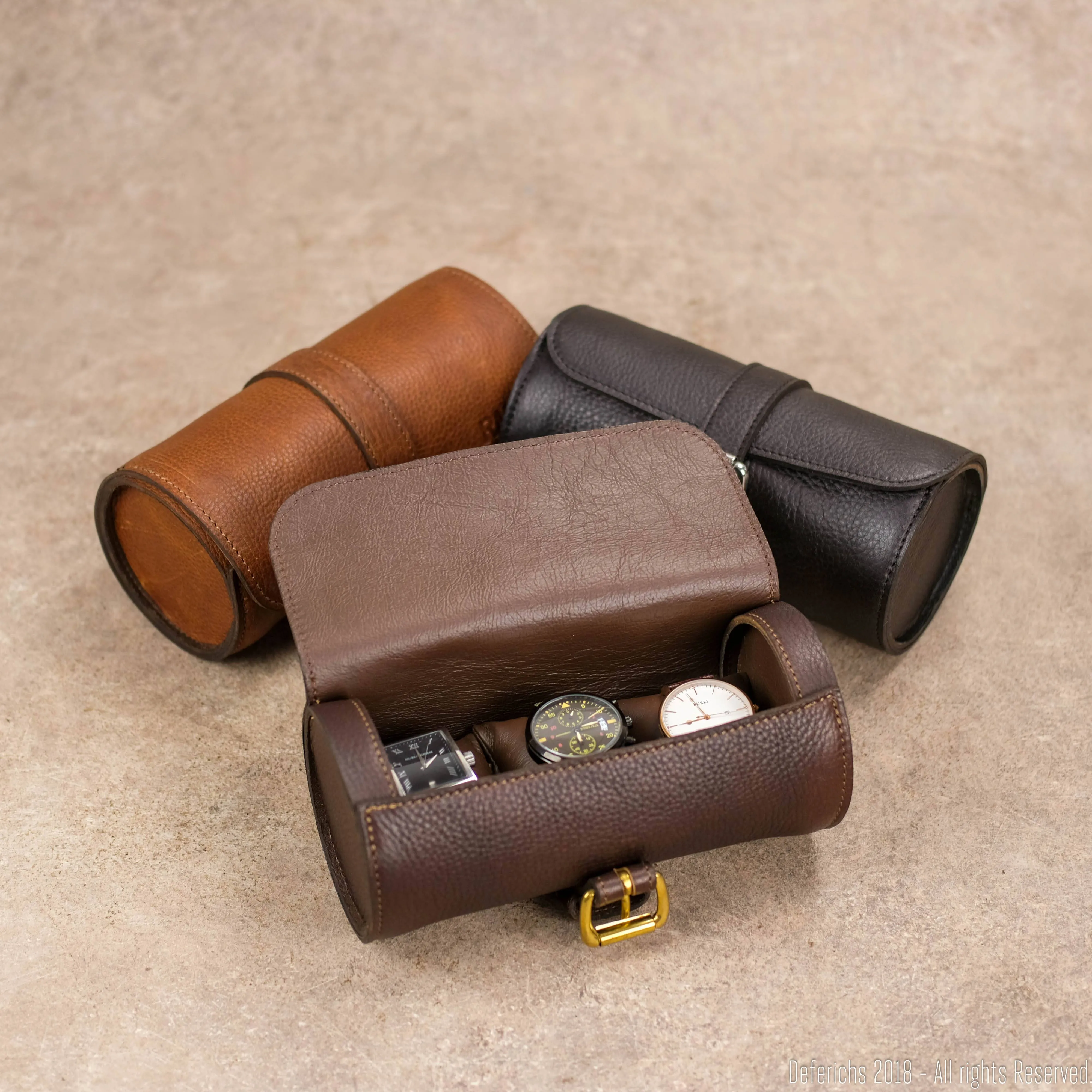 Leather Watch Case Roll for Travel.