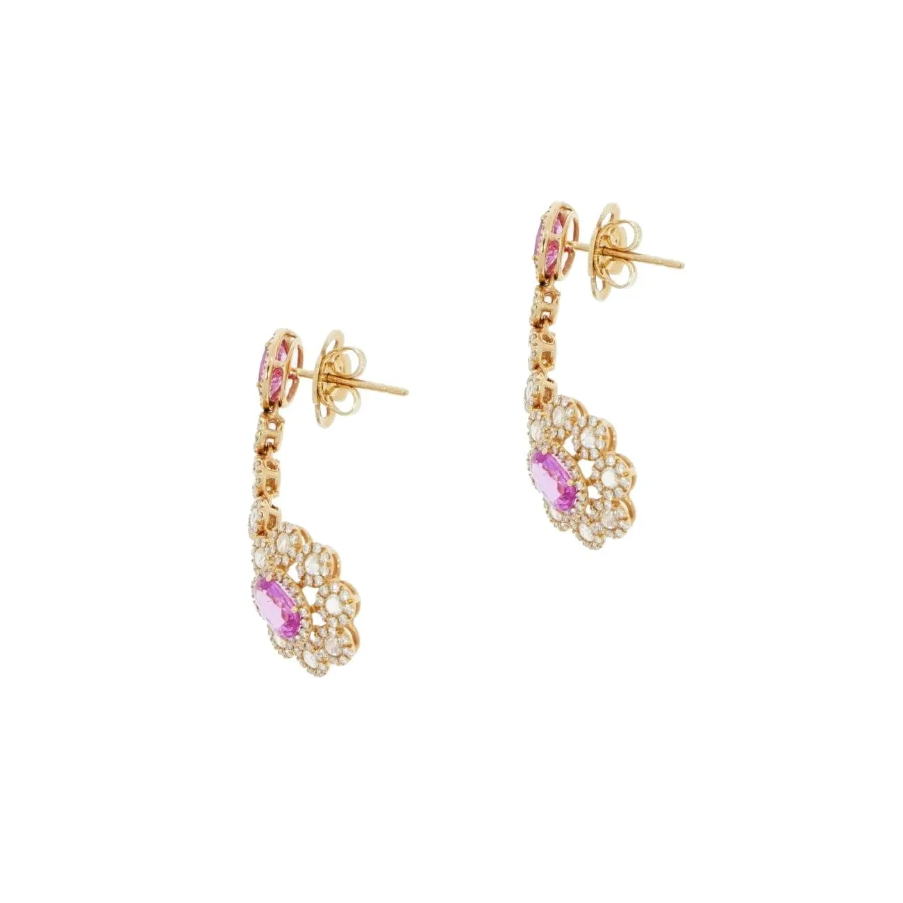 Leo Pizzo Pink Sapphire And Diamond Dangling earrings