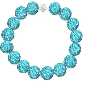 Light Blue Crystal Sphere Statement Necklace