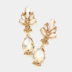 Light Topaz Crystal Teardrop Dangle Earrings | 366833