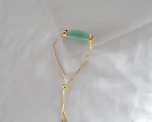 Light Turquoise and Gold Adjustable Porcelain Bracelet