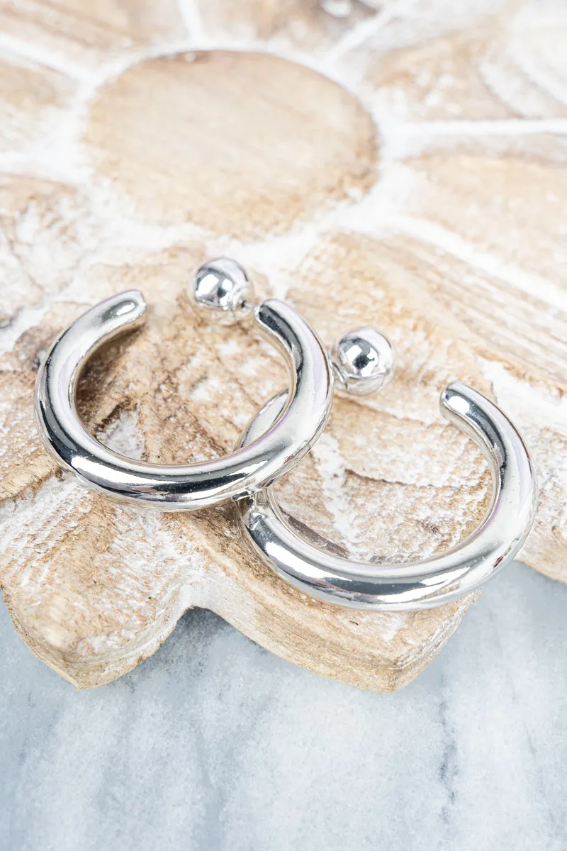 Lillian 40mm Silvertone Jacket Earrings