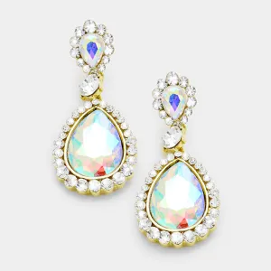Little Girls AB Crystal Earrings on Gold | 335484